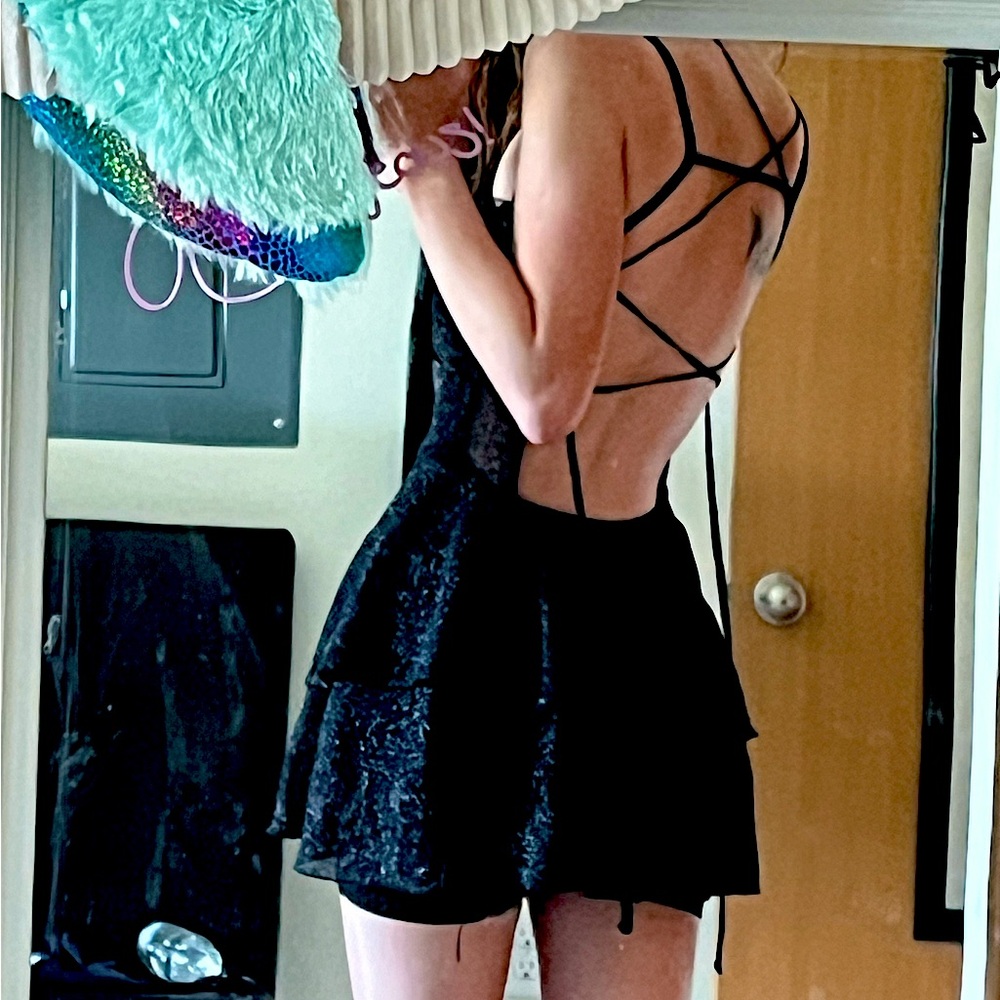 Sparkly black sheer dress